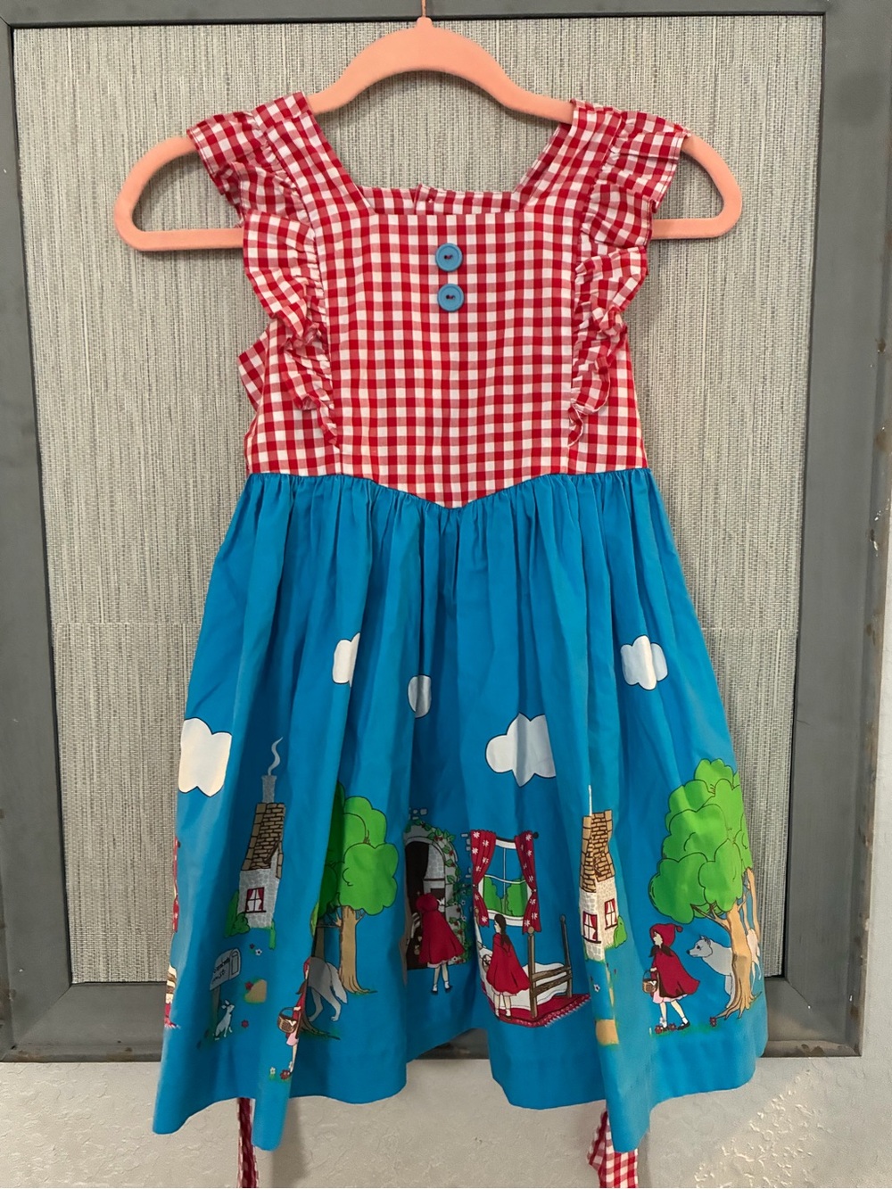 Eleanor Rose Girls' Red Gingham & Blue aria Dress little red riding hood 7-8